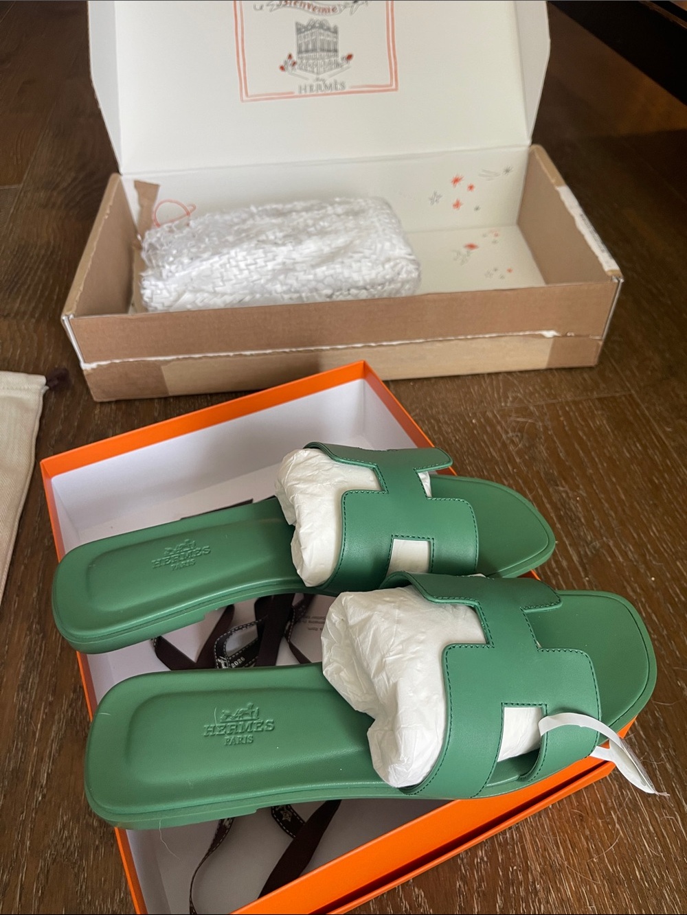 Hermes Oran Sandal Vert Jungle Size 39.5 - Picture 8 of 11